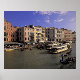 Póster Europa, Itália, Veneza, Tráfego de barcos pelo Ria