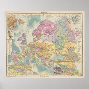 Póster Europa - mapa geológico de Europa