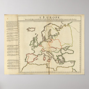 Póster Europa, Montanhas e Rios