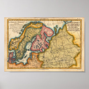 Póster Europa norte Bonne, reprodução 1760 do M.
