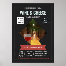 Póster Evento de emparelhamento de vinho e queijo, adicio