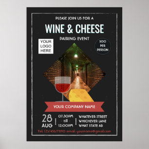 Póster Evento de emparelhamento de vinho e queijo adicion