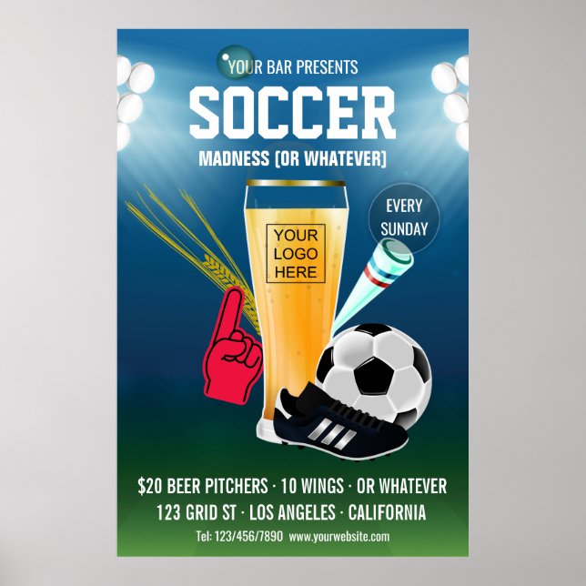 Póster Evento de futebol no bar adicionar logotipo (Frente)