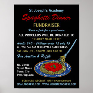 Poster Evento de Janto de Fundraiser de na moda Spaghetti