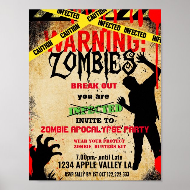 Poster evento de tema de festa zombie (Frente)
