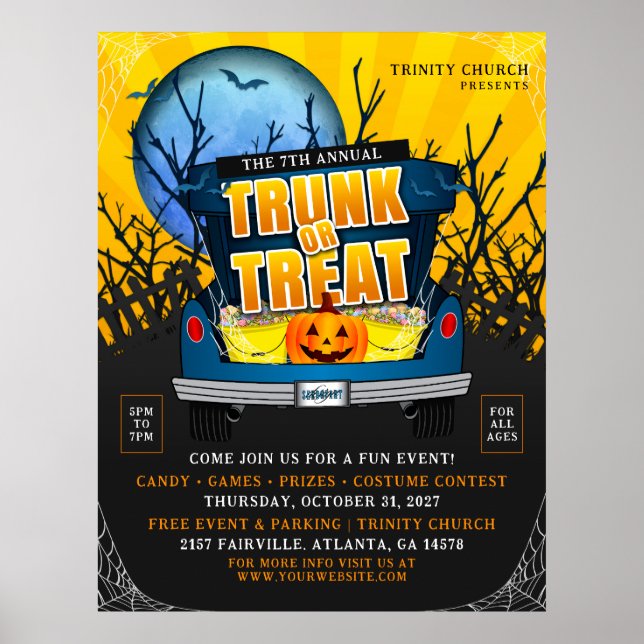Poster Evento de Tronco ou Tratamento da Igreja Halloween (Frente)