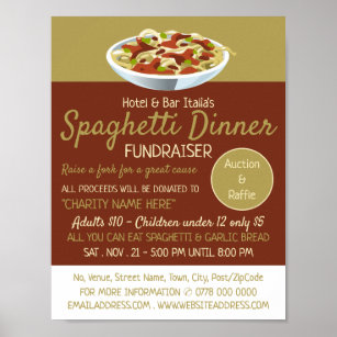 Poster Evento do Fundraiser de Janto de Espaguete Moderno