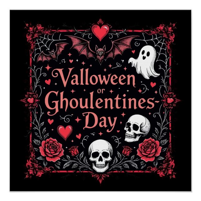 Póster Evento do Valloween ou Dia das Ghoulentinas (Frente)