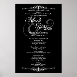 Póster Evento personalizado de baile de gala preto e bran