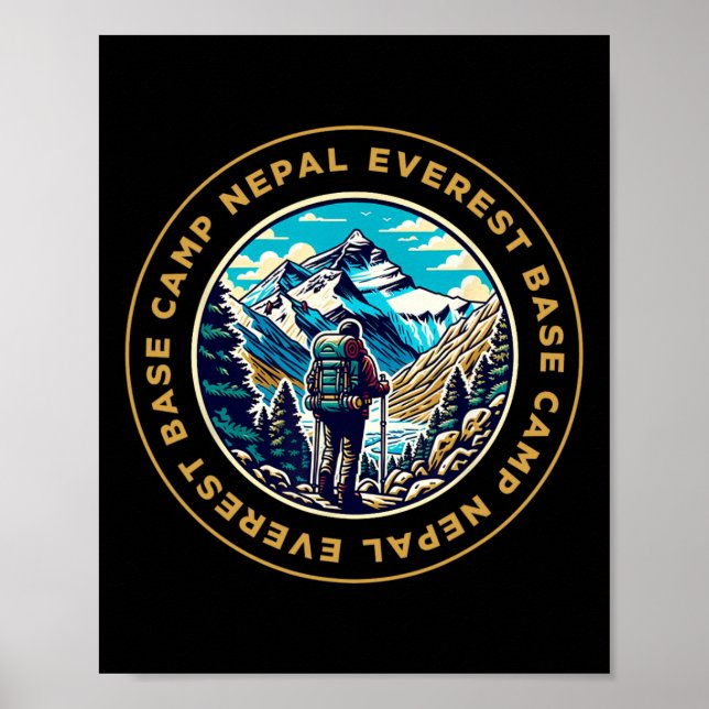 Poster Everest Base Camp Nepal Mountain Everest View Hiki (Frente)
