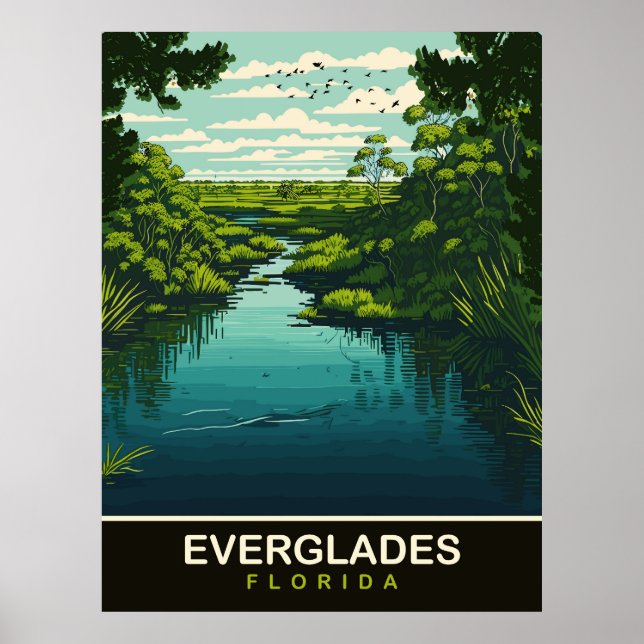 Poster Everglades, Flórida, Viagem (Frente)