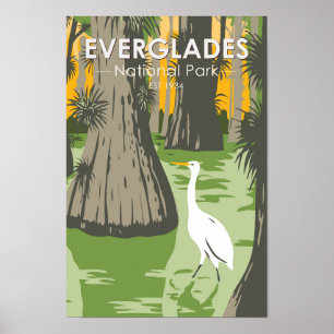 Poster Everglades National Park Florida Egret Vintage