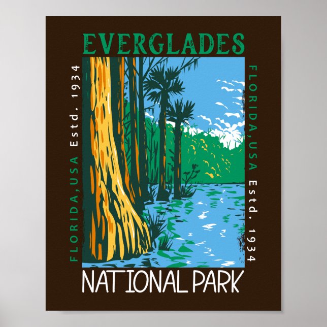 Poster Everglades National Park Florida - Flórida Retro (Frente)