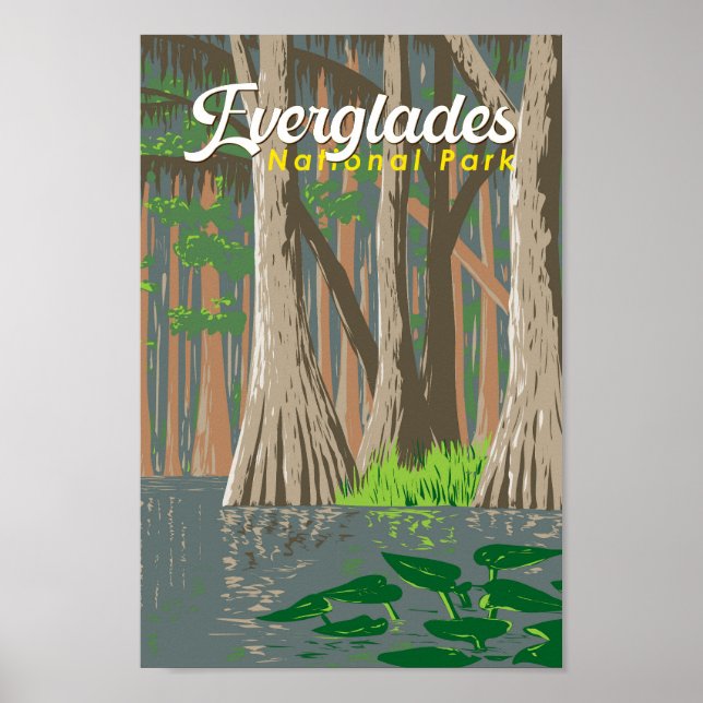 Poster Everglades National Park Illustration Viagem Art (Frente)