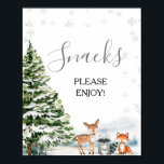 Poster Evergreen Animal Winter Onederland Snacks Sinal<br><div class="desc">Sinal de Festa de aniversário de Onederland</div>