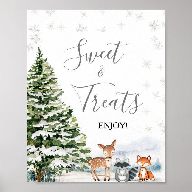 Poster Evergreen Animal Winter Onederland Sweet & Treats (Frente)