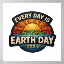 Poster Every Day is Earth Day 2026 | Eco Badge Design