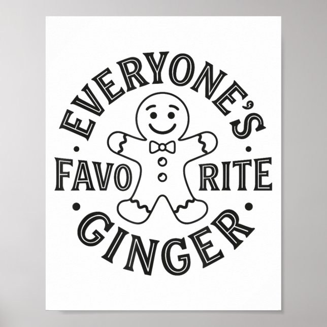 Poster Everyone's Favorite Ginger T Funny Gingerbread Man (Frente)