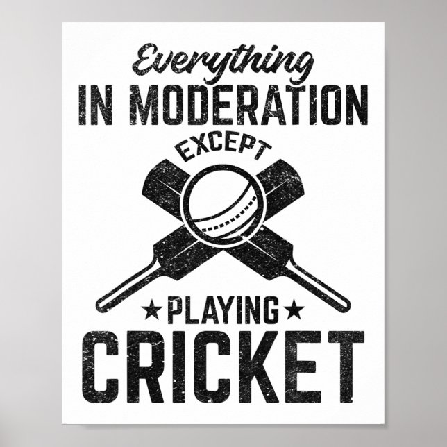 Poster Everything In Moderation Except Playing Cricket  (Frente)
