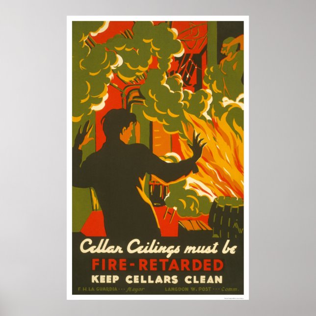 Póster Evitar o Fire Clean Cellar 1937 WPA (Frente)