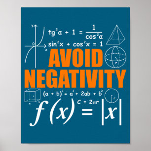 Poster Evite a Negatividade Divertida Matemática Matemáti