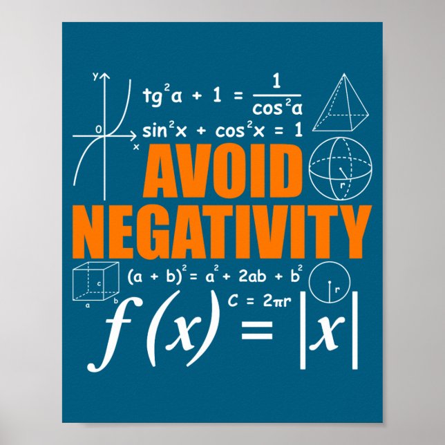 Poster Evite a Negatividade Divertida Matemática Matemáti (Frente)