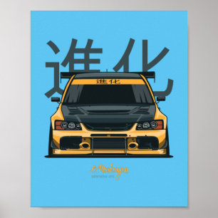 Poster Evo IX amarelo