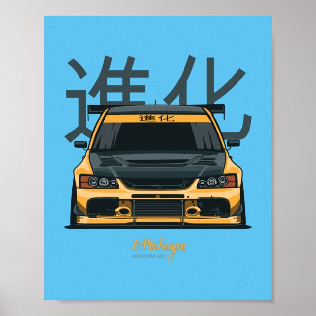 Poster Evo IX amarelo (Frente)