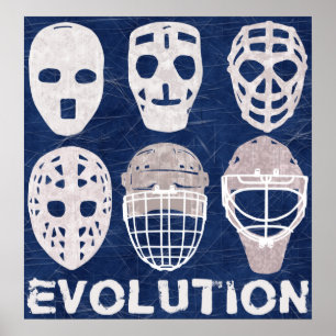 Póster Evolução da máscara do Goalie do hóquei
