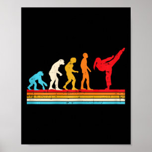 Poster Evolução de Karate Taekwondo Garota Rabanete Chute