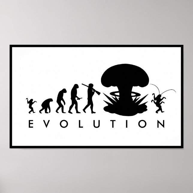 Poster Evolução do Homem e da Barata Gráfico de Evolução  (Frente)