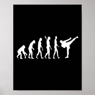 Poster Evolução do Kickboxing Karate Arti Taekwondo Judô