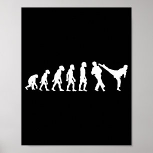 Poster Evolução do Lutador de Taekwondo Humano Engraçado