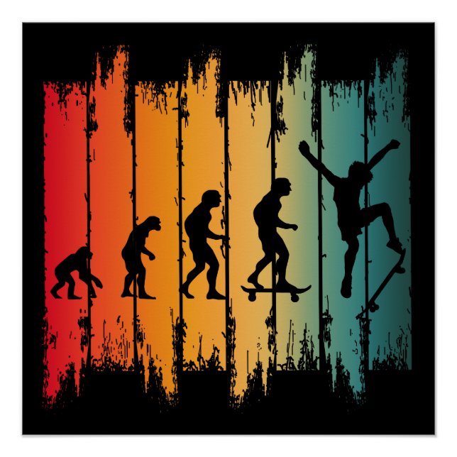 Póster Evolução Do Patinador De Skate (Frente)