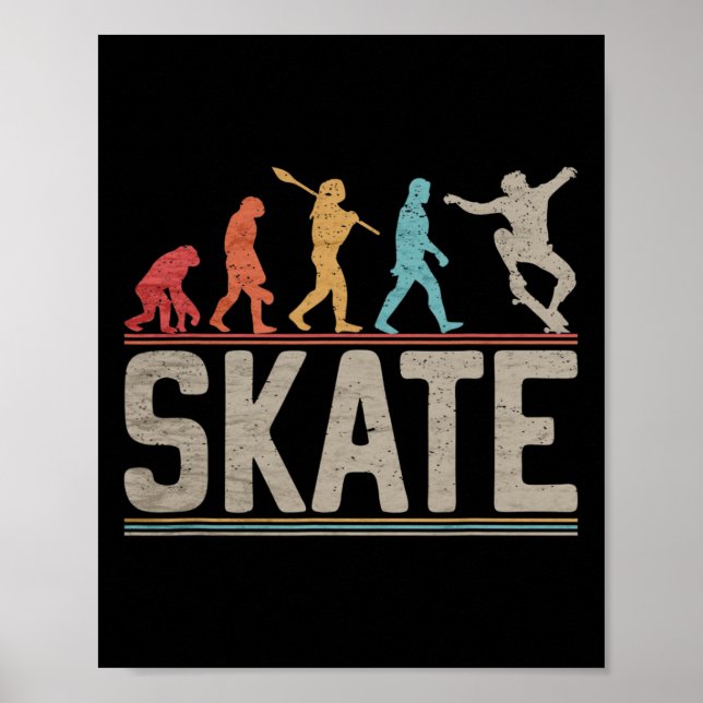 Poster Evolução Do Skate Skater Skateboard E Skate (Frente)