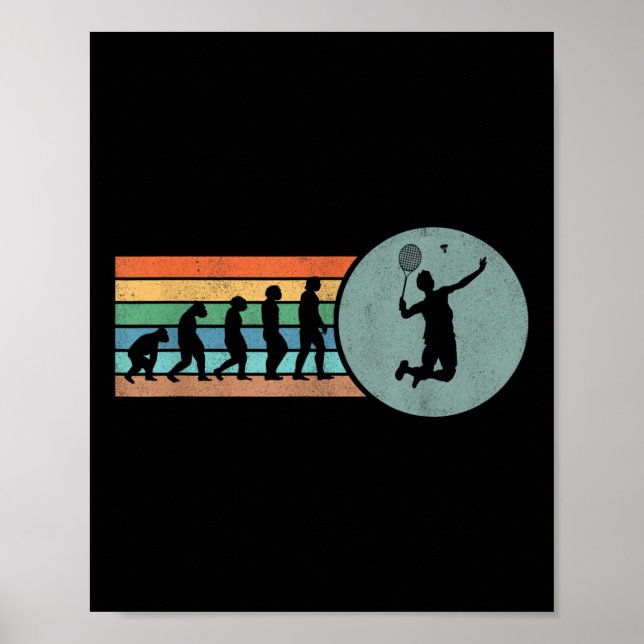 Poster Evolução Retro de Badminton Peteca Badminto Vintag (Frente)