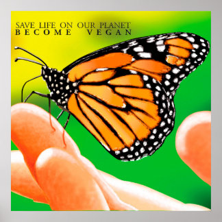 Póster Evoluir para a Não-violência. Torne-se Vegan.