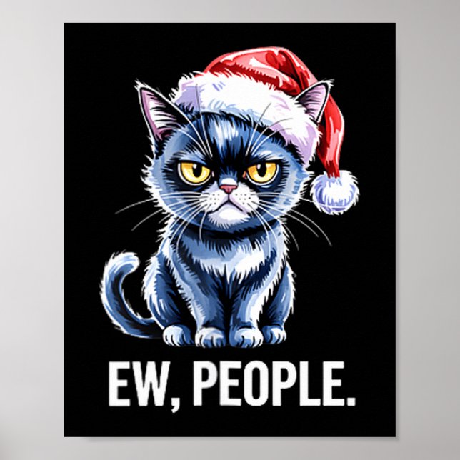 Poster Ew People Black Cat Christmas Funny Introvert Holi (Frente)