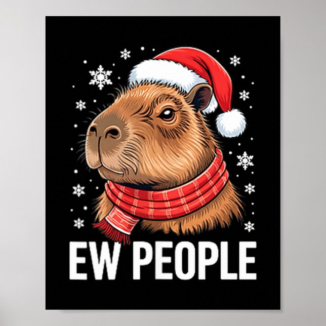 Poster Ew People Capybara Christmas Funny Introvert Holid (Frente)