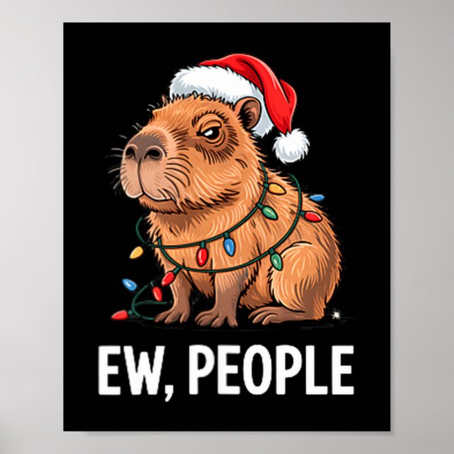 Poster Ew People Capybara Christmas Lights Funny Introver (Frente)