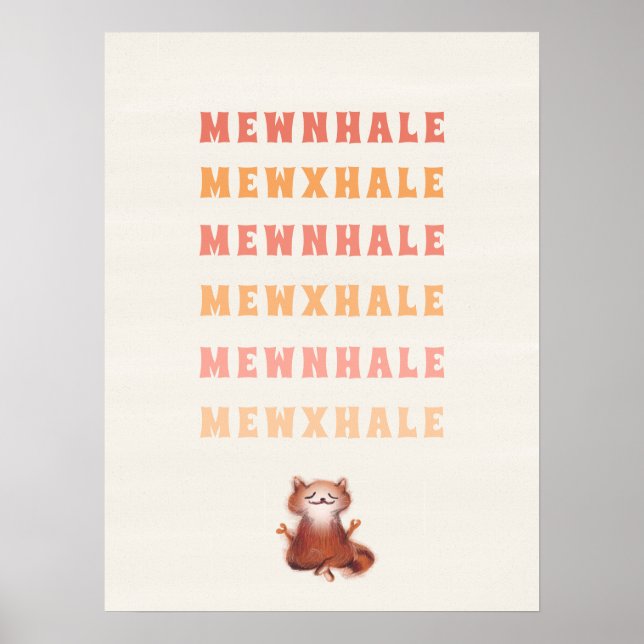 Poster Exalar Inalado do Alivio de Estresse de Ioga Cat (Frente)