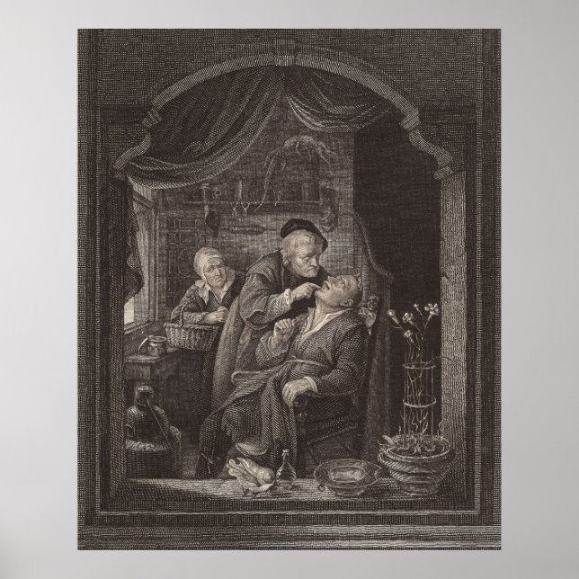Póster Exame de Dentista, Era Barroca, Gerrit Dou (Frente)