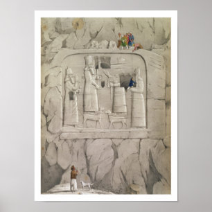 Póster Examinando uma escultura Assyrian da rocha, 'de
