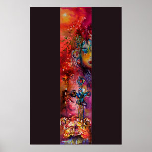 Póster EXCALIBUR Espada Mágica Lenda Arturiana Aquarela