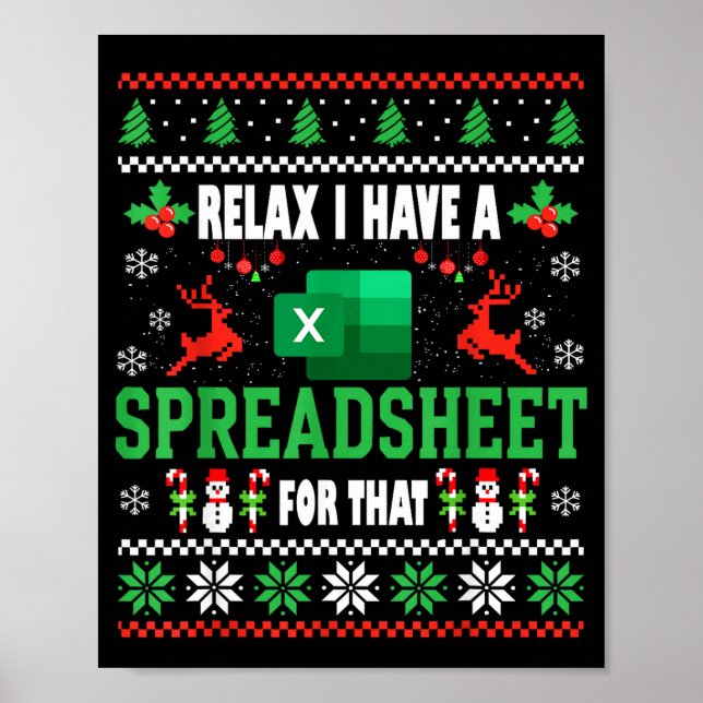 Poster Excel Ugly Christmas Sweater I Have A Spreadsheet  (Frente)