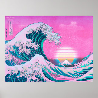 Poster Excelente Aestésico Vaporwave Desliga Kanagawa Sun
