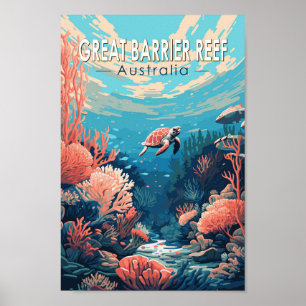 Poster Excelente Barrier Reef Austrália Viagem Art Vintag