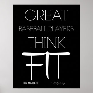 Poster Excelente Baseball Players Think Ajustado - Preto