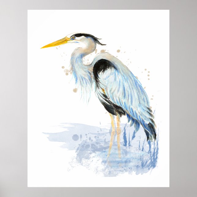 Poster Excelente Blue Heron Watercolor Art (Frente)