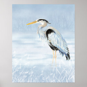 Poster Excelente Blue Heron Watercolor Art